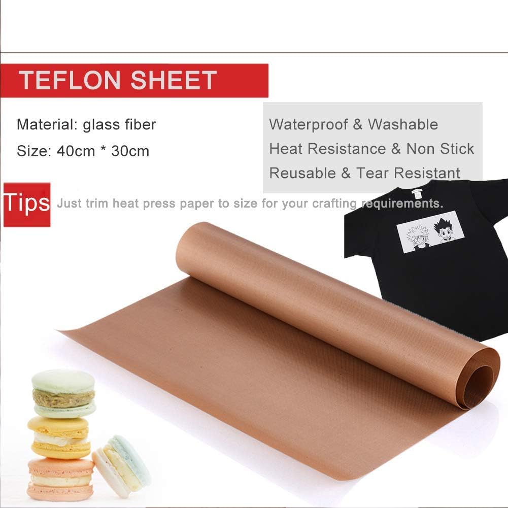 Heat Press Teflon Sheet - ورقة Te-flon للضغط الحراري، قطعة واحدة
