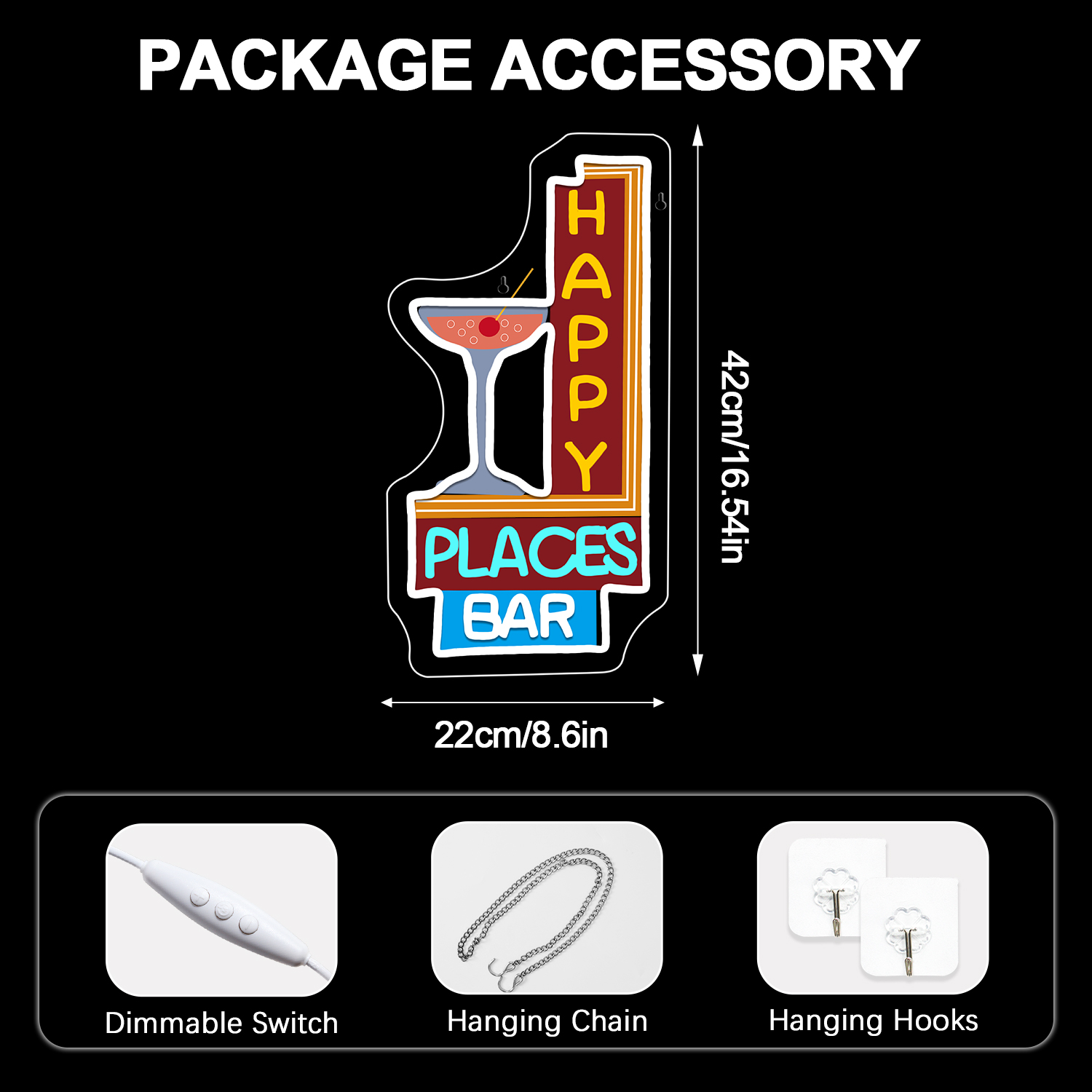 Happy Places Bar Neon Sign UV  - مراجعة Commercial Wall Printing وسعره