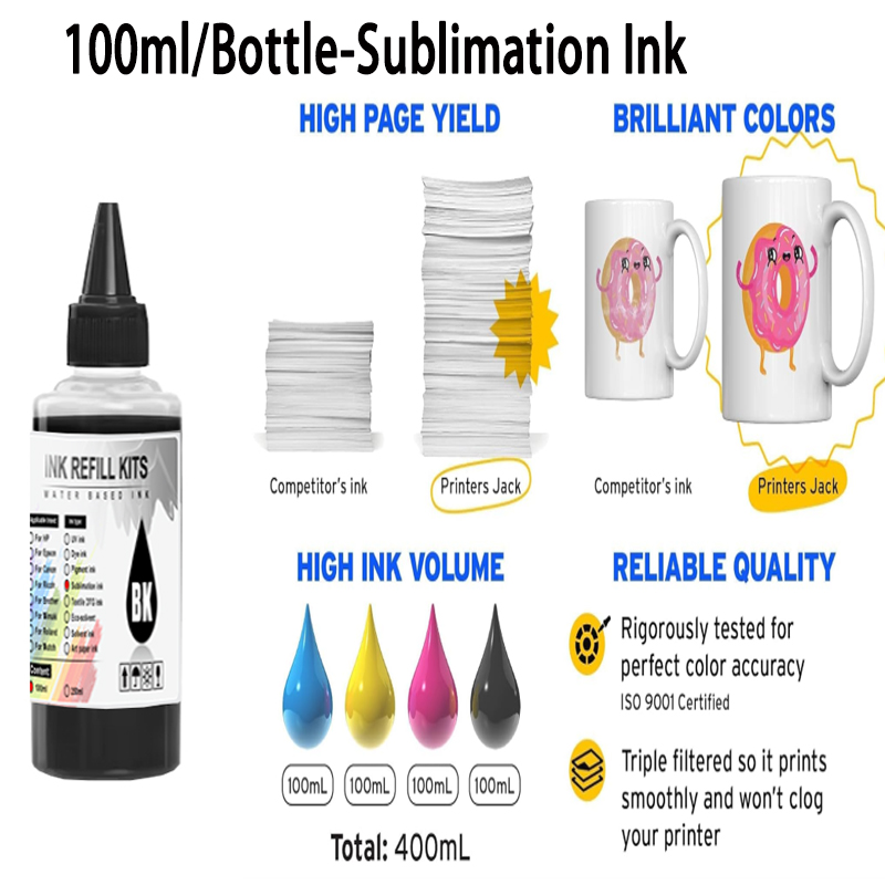 حبر سبليميشن 100 مل، 4 ألوان/م - مراجعة Sublimation Ink 100Ml وسعره