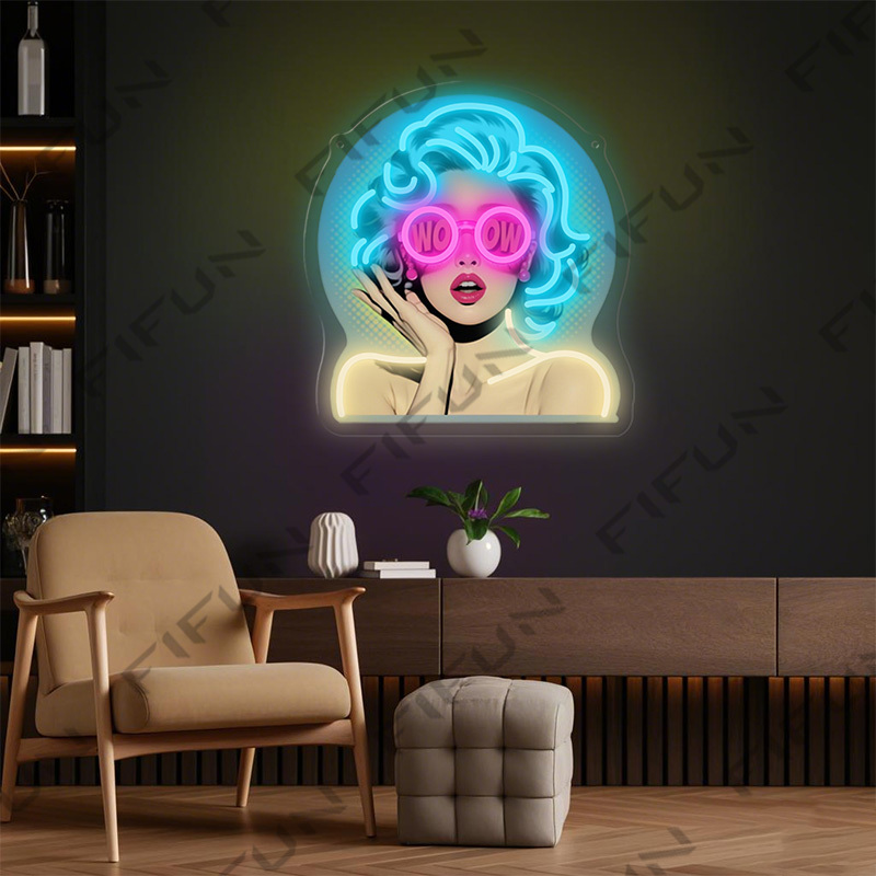 لافتة نيون WOW Curl Girl مطبوع - مراجعة Commercial Wall Printing وسعره