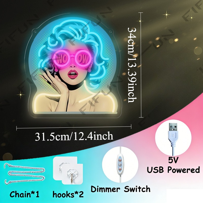 لافتة نيون WOW Curl Girl مطبوع - مراجعة Commercial Wall Printing وسعره